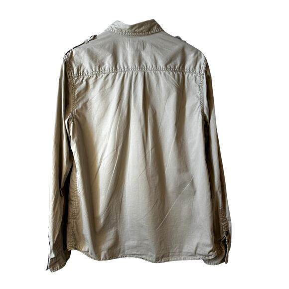 Converse One Star Men’s Long Sleeve Casual Button Up Shirt Top Pocket Beige M - Picture 3 of 10